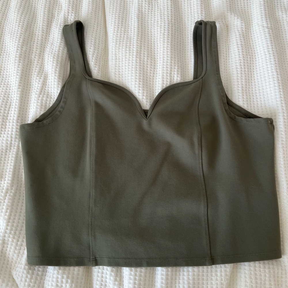 Abercrombie & Fitch Ponte Corset Sweetheart Top Olive Green Sz XL
